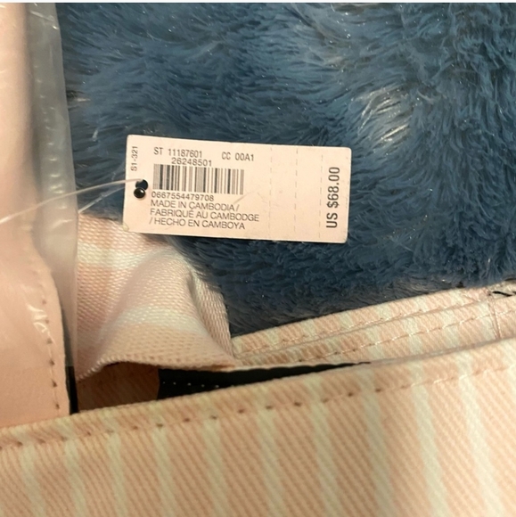 Victoria\'s Secret Light Pink Striped Tote Bag With Button Closure.